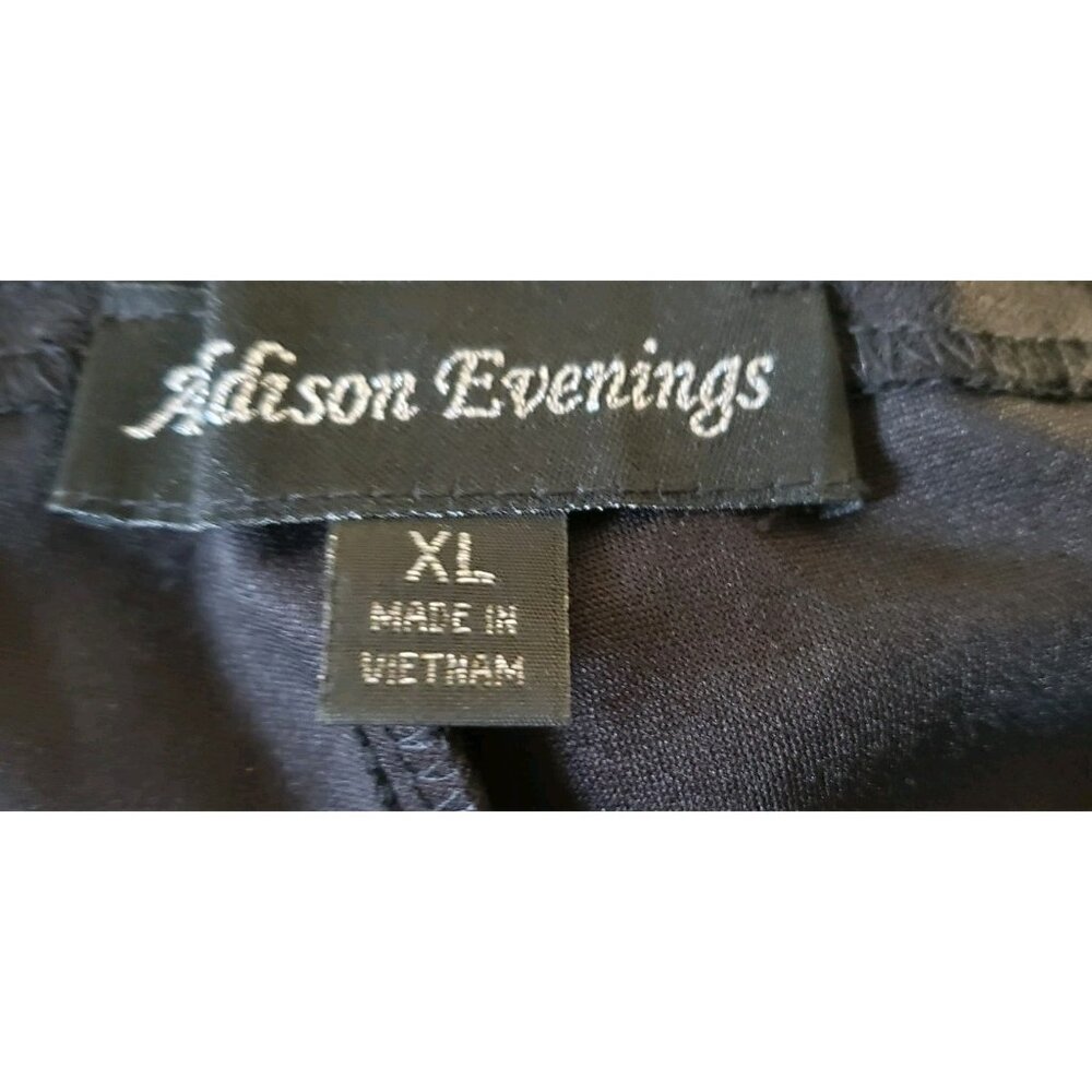 ADDISON EVENINGS OVERLAY WIDE LEGS BLACK PANTS XLARGE - Picture 9 of 10